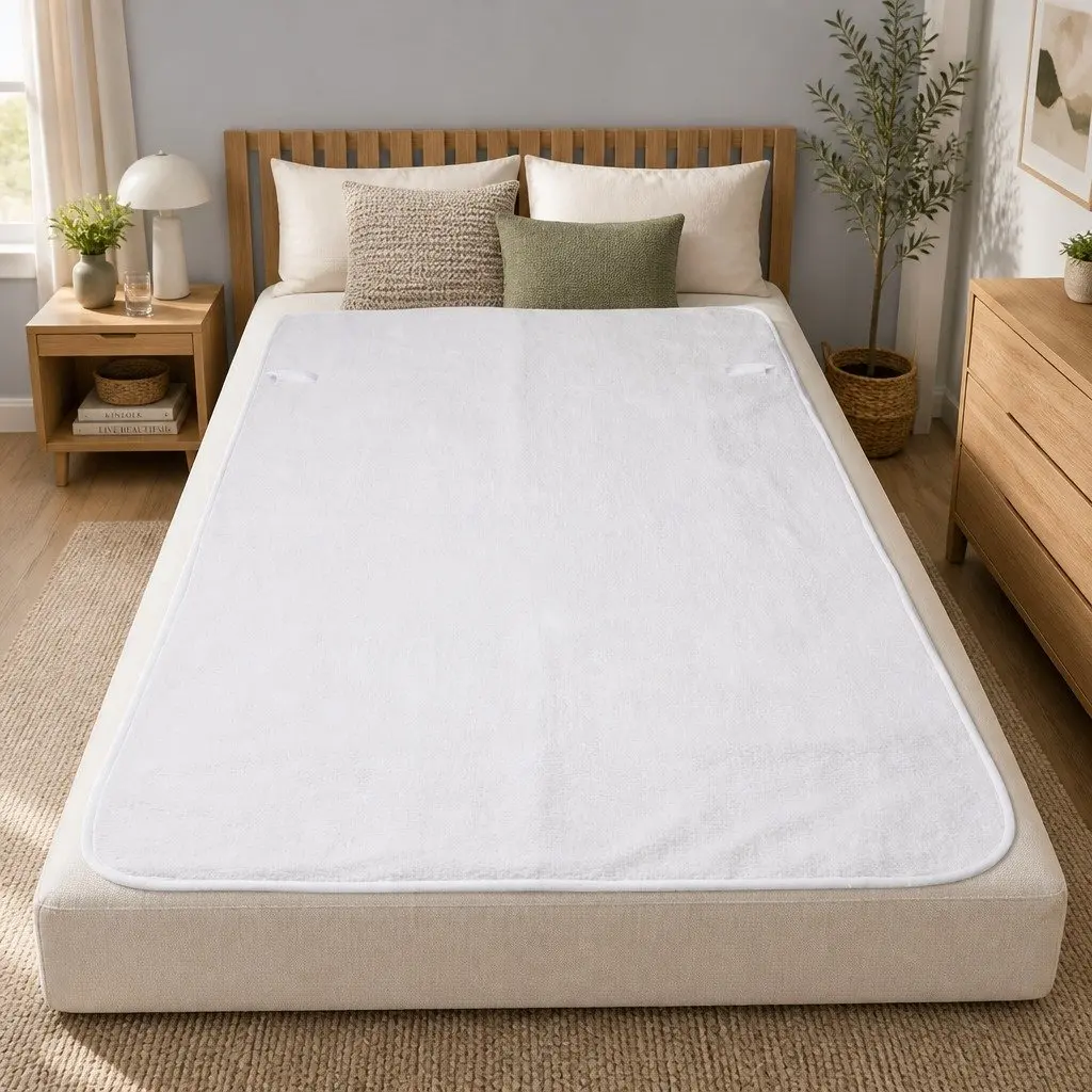Electric Blanket White King Size Fully Fitted Fleecy Underlay with Nine Temperature Settings and LED Display Controller