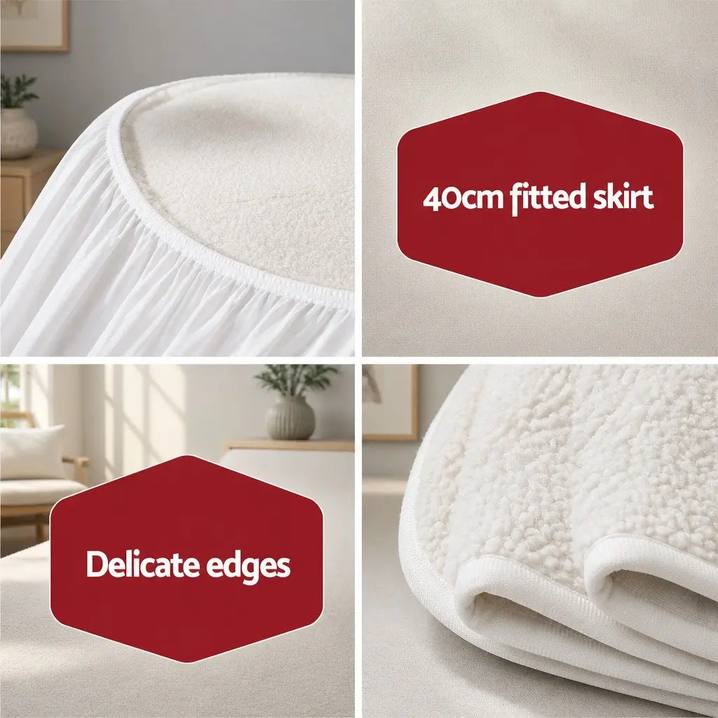 Electric Blanket White King Size Fully Fitted Fleecy Underlay with Nine Temperature Settings and LED Display Controller