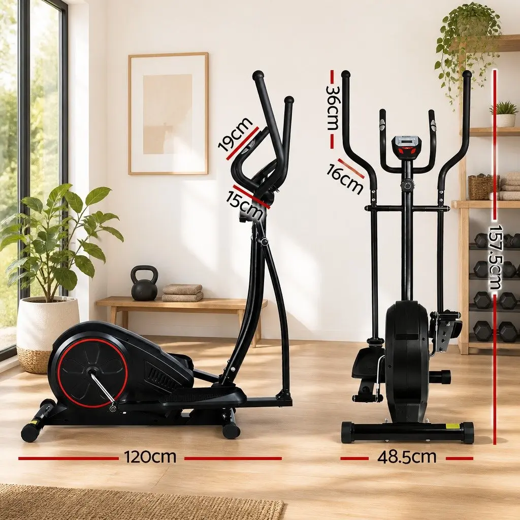 Elliptical Cross Trainer Black Adjustable Resistance LCD Display Home Gym Fitness Machine