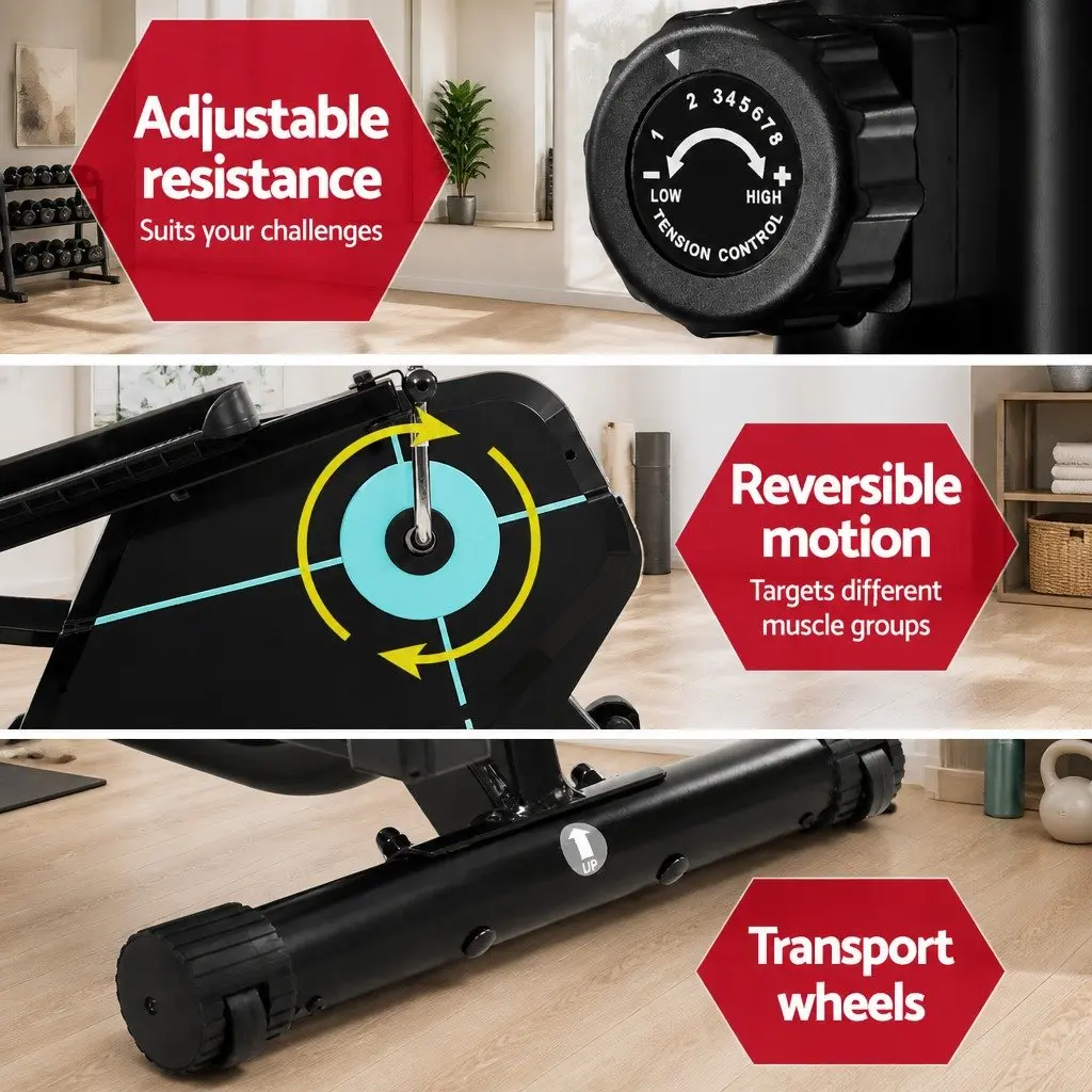 Elliptical Cross Trainer Black 8 Level Adjustable Resistance Home Gym Fitness Machine