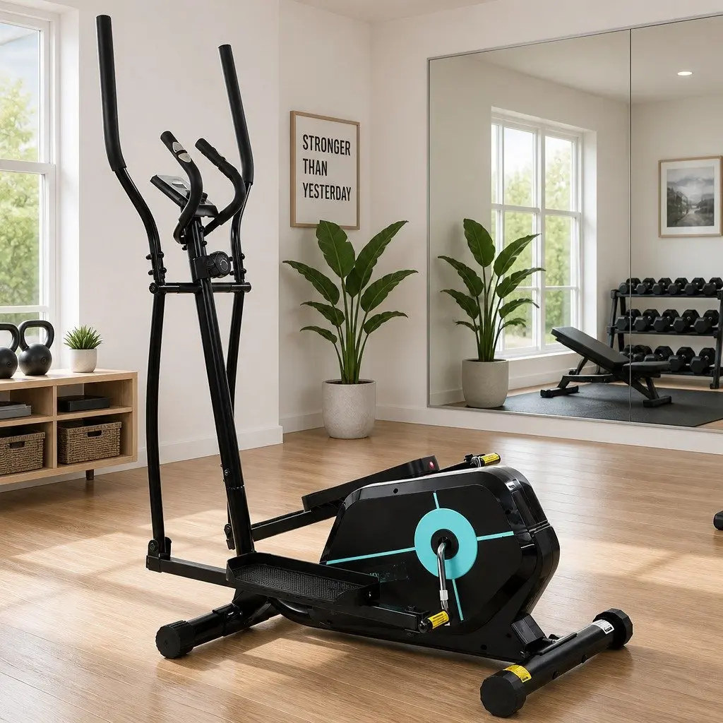 Elliptical Cross Trainer Black 8 Level Adjustable Resistance Home Gym Fitness Machine