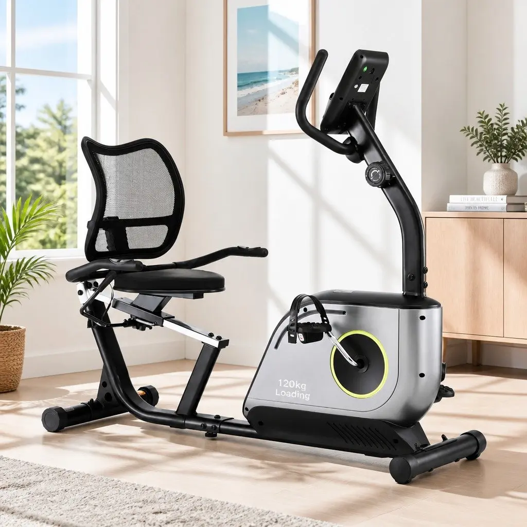 Recumbent Exercise Bike Magnetic Cycling Home Gym Fitness 120kg Max Weight Black