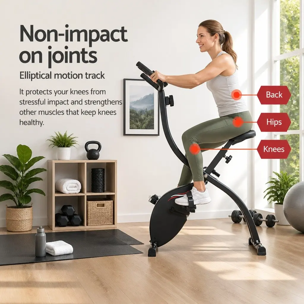 Folding Exercise Bike Black Compact Magnetic Resistance Indoor Cycling Fitness Machine
