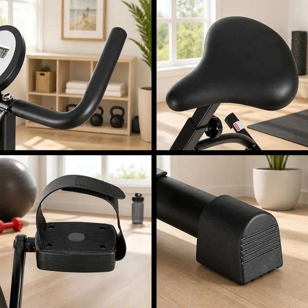 Folding Exercise Bike Black Compact Magnetic Resistance Indoor Cycling Fitness Machine