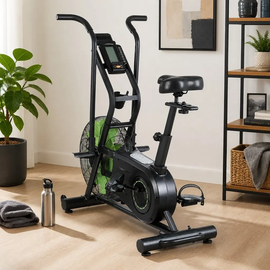 Air Bike Dual Action Exercise Bike Steel 4.6kg Flywheel Adjustable Seat Full Body Workout