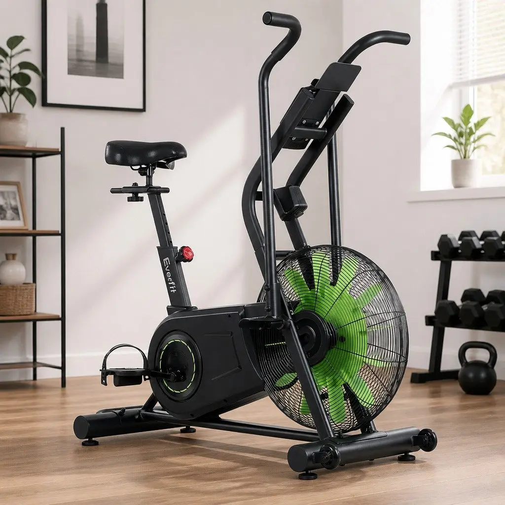 Air Bike Dual Action Exercise Bike Steel 4.6kg Flywheel Adjustable Seat Full Body Workout