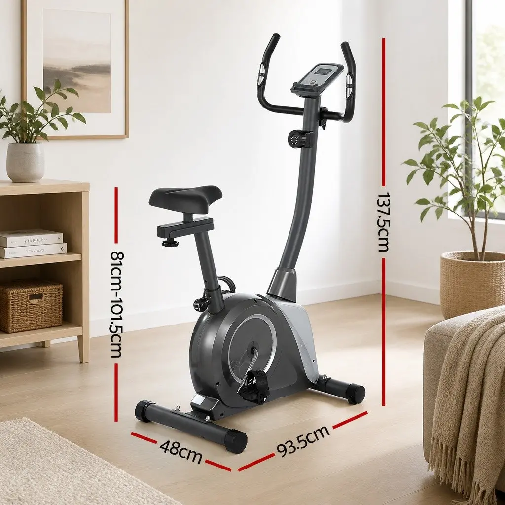 Exercise Bike Grey Adjustable Magnetic Resistance Home Gym Cardio Trainer