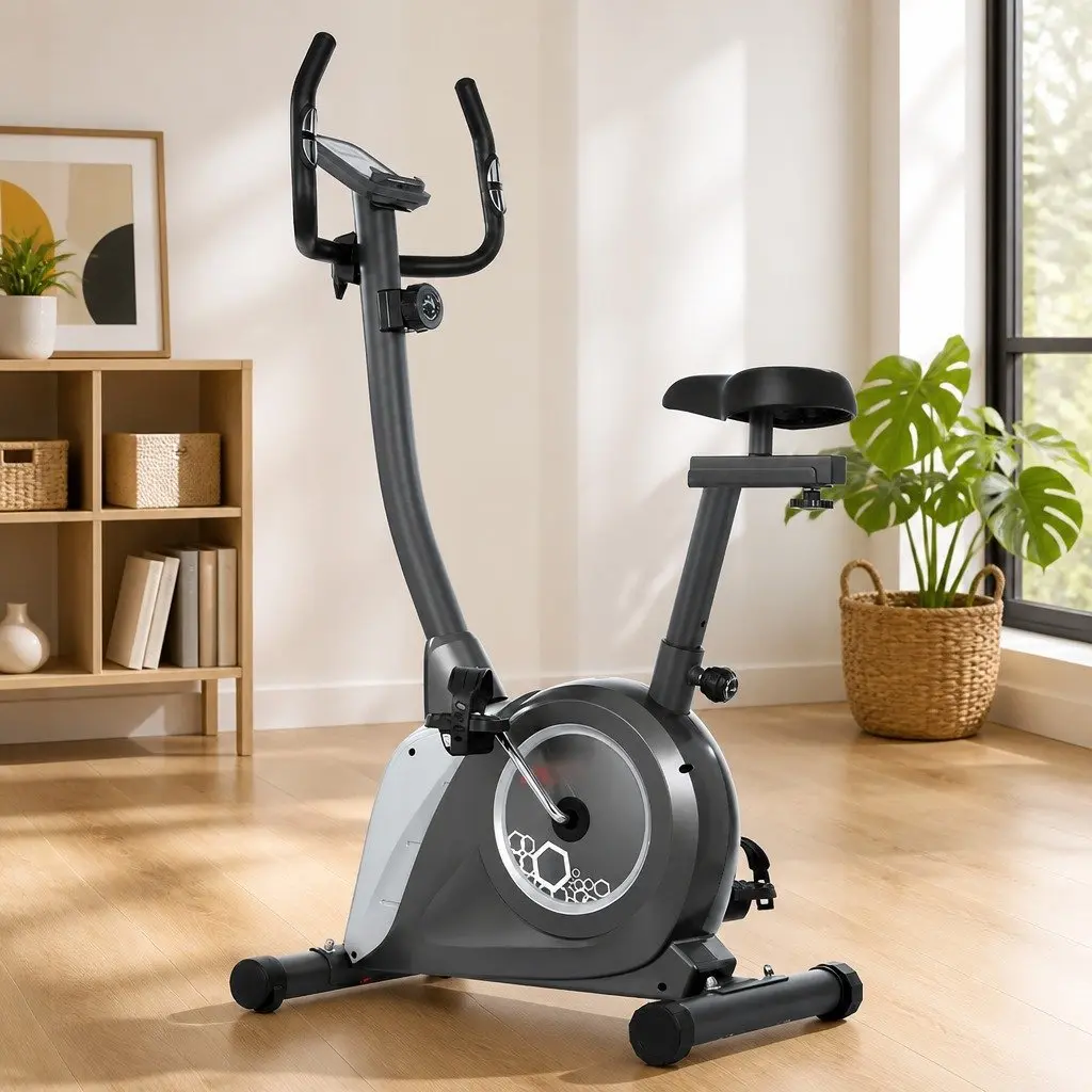 Exercise Bike Grey Adjustable Magnetic Resistance Home Gym Cardio Trainer