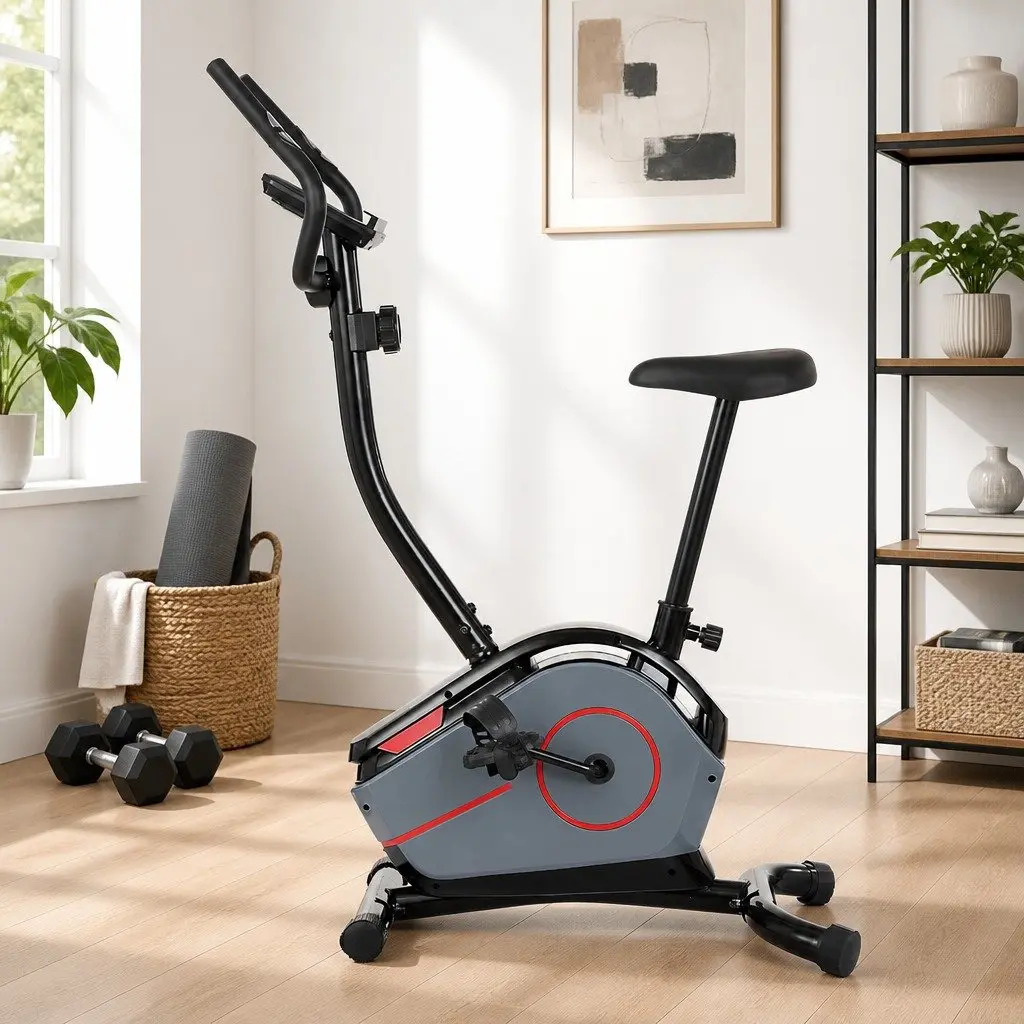 Upright Exercise Bike Black 8 Resistance Levels Magnetic Resistance System Digital Monitor