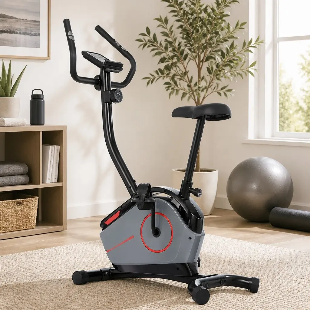 Upright Exercise Bike Black 8 Resistance Levels Magnetic Resistance System Digital Monitor