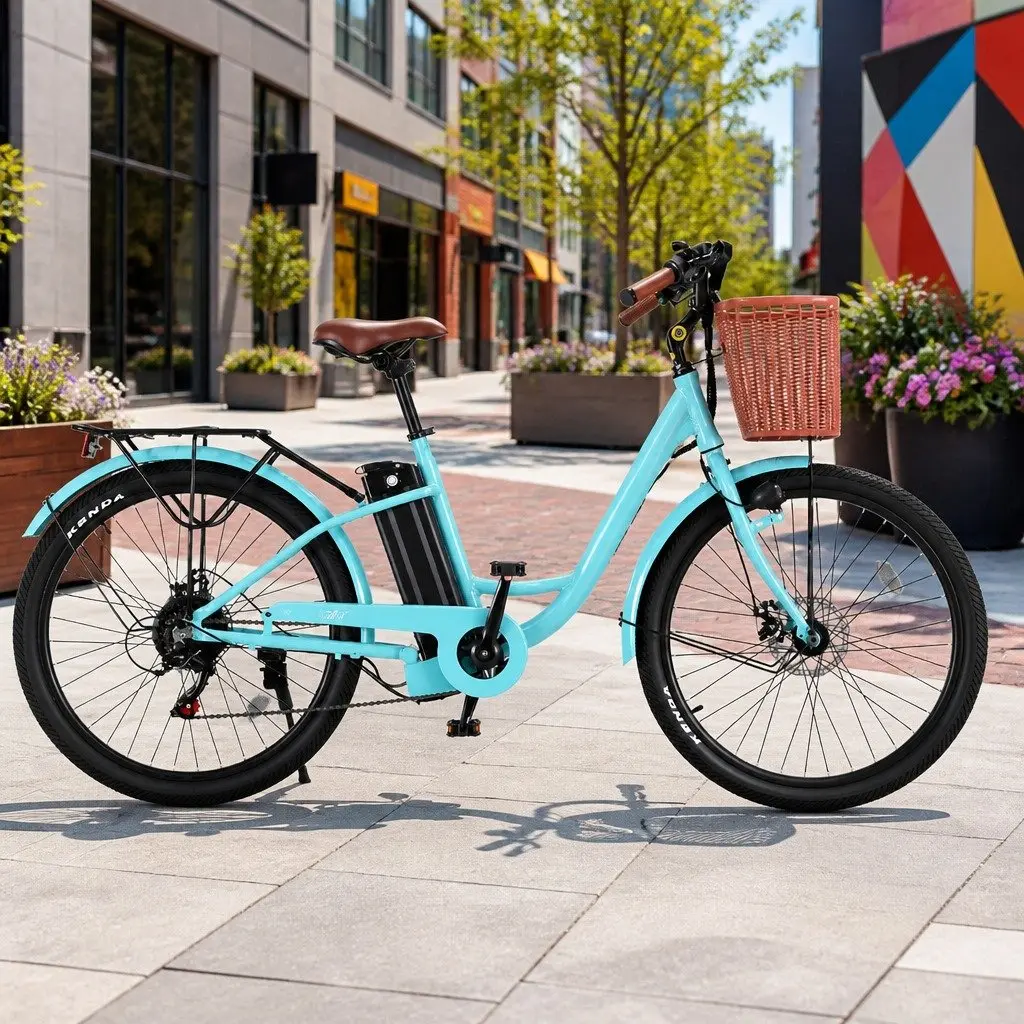 26" Electric City Bike with Powerful Motor