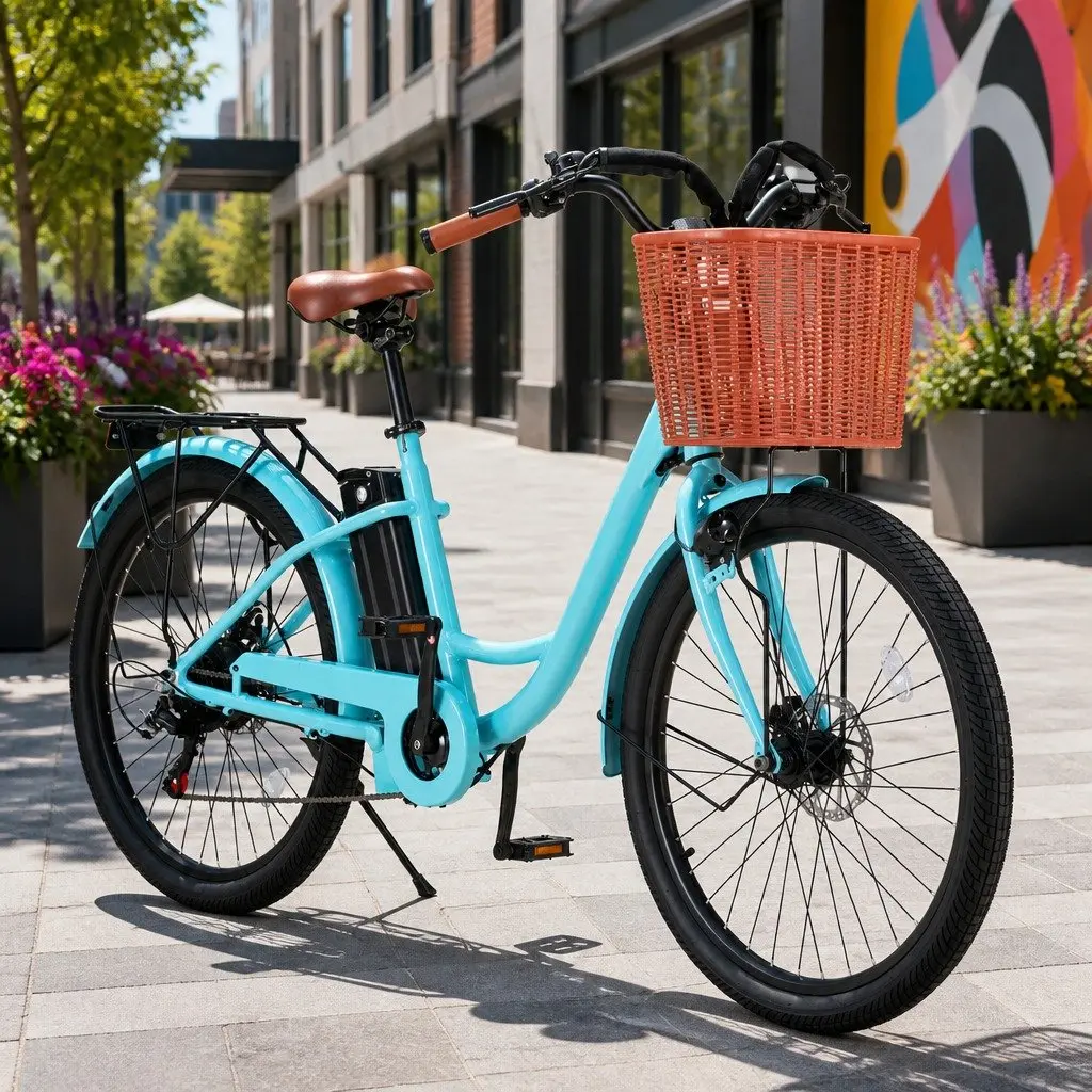 26" Electric City Bike with Powerful Motor