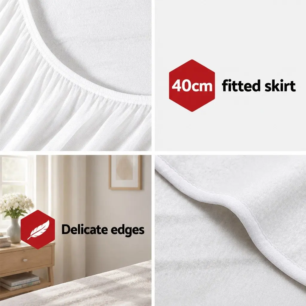 Queen Size Electric Blanket White Polyester Fitted Heated with Three Temperature Settings