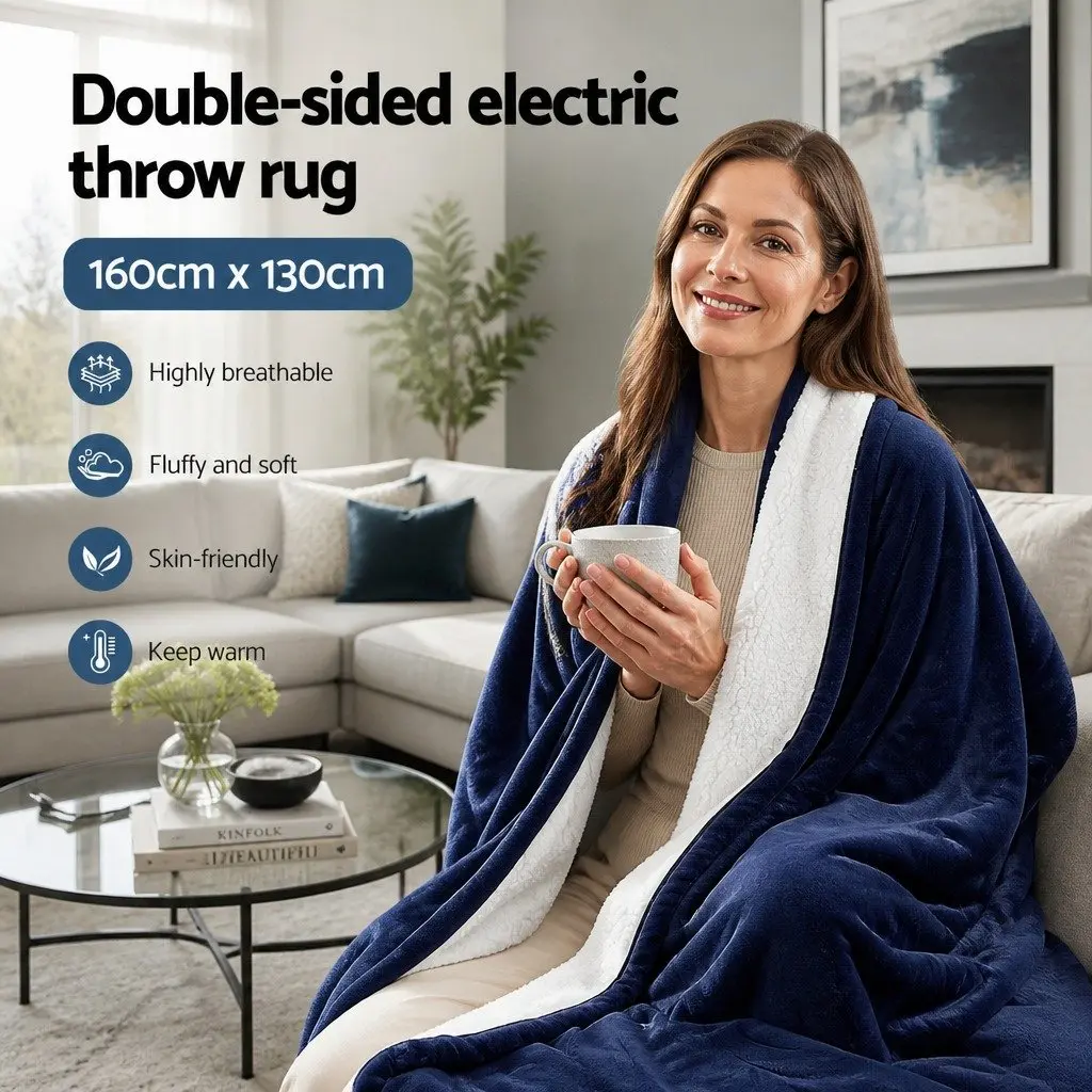 Electric Heated Throw Rug with Adjustable Warmth