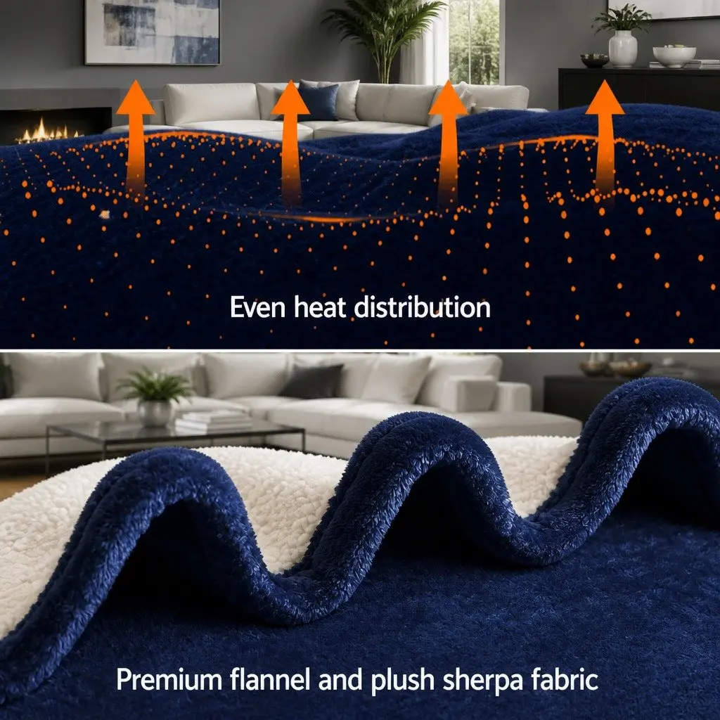 Electric Heated Throw Rug with Adjustable Warmth