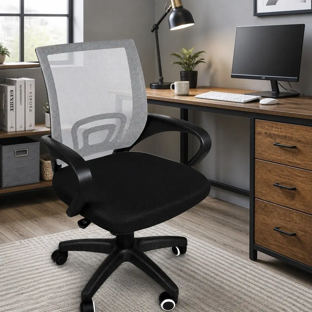 Office Chair Grey Computer Desk Gaming Ergonomic Mesh Breathable Adjustable