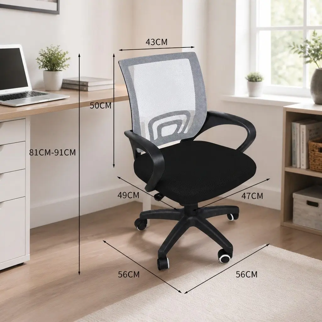 Ergonomic Office Chair Black Adjustable Height Mesh Back 360° Swivel