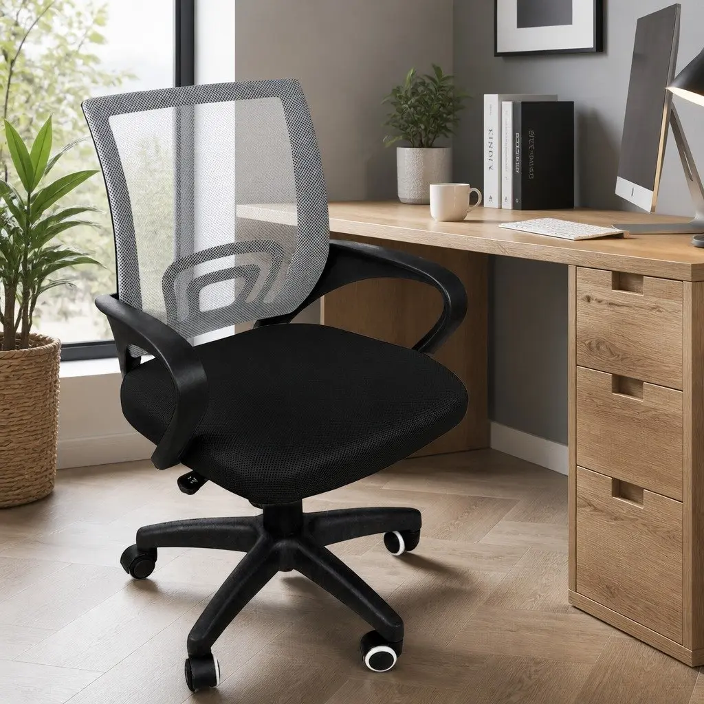 Ergonomic Office Chair Black Adjustable Height Mesh Back 360° Swivel