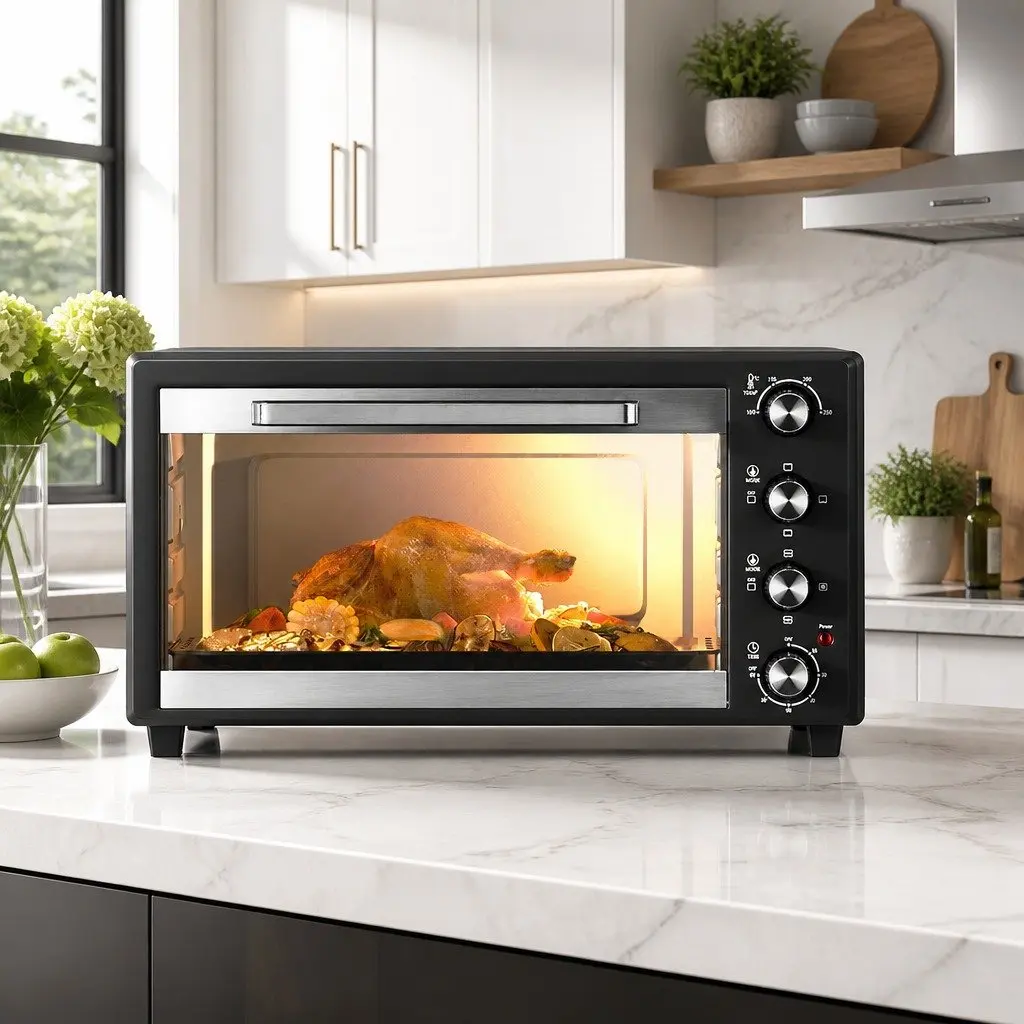 Convection Oven Black 45L Electric Rotisserie Bake Grill Portable Kitchen