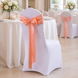 20x Satin Fabric Chair Sashes Cloth Coral Wedding Event Decoration Ties Bows