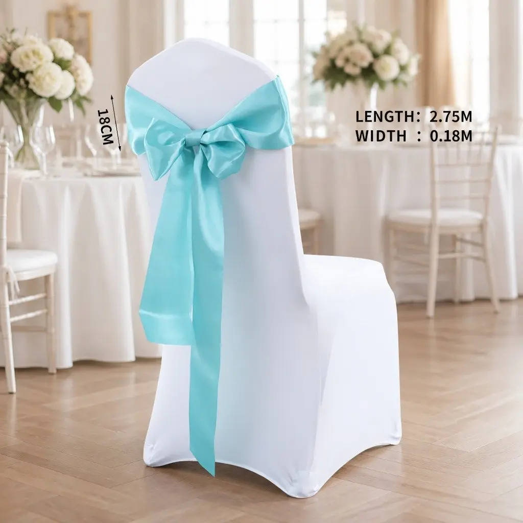 20x Satin Chair Sashes Wedding Ceremony Event Decoration Cloth Cover Bow Tie