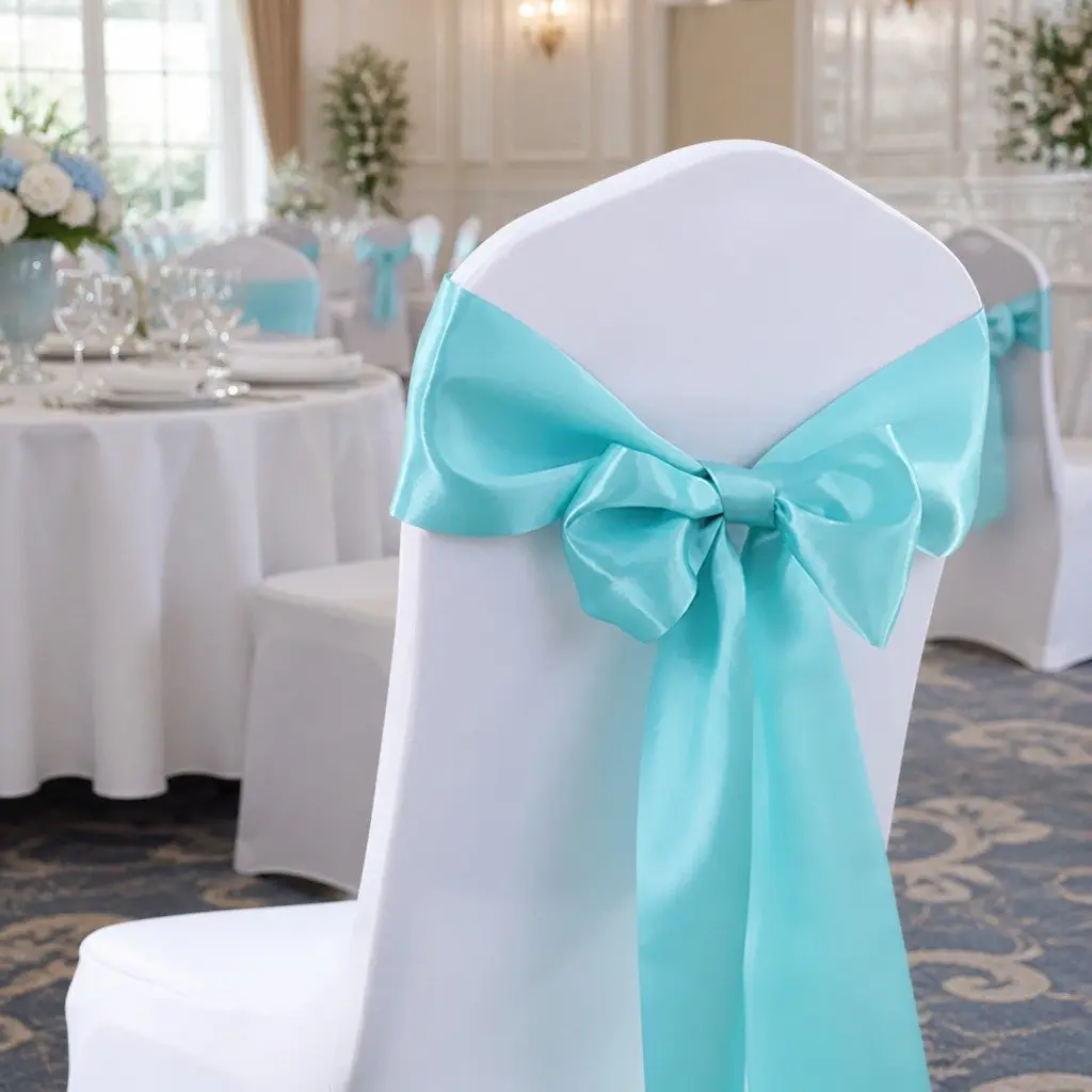 20x Satin Chair Sashes Wedding Ceremony Event Decoration Cloth Cover Bow Tie