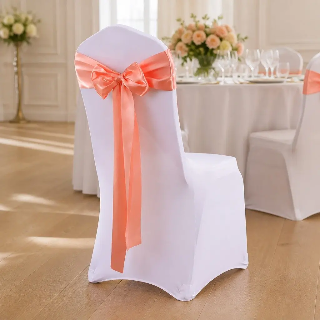 Satin Chair Sashes 278cm x 18cm Stain Resistant Machine Washable for Weddings Banquets Parties 50 Pieces
