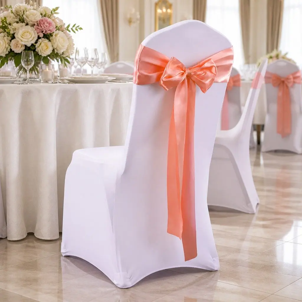 Satin Chair Sashes 278cm x 18cm Stain Resistant Machine Washable for Weddings Banquets Parties 50 Pieces