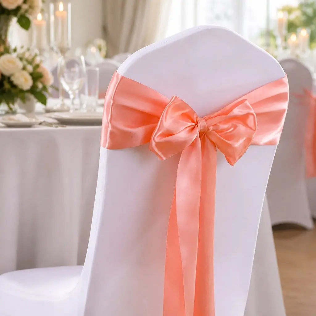 Satin Chair Sashes 278cm x 18cm Stain Resistant Machine Washable for Weddings Banquets Parties 50 Pieces