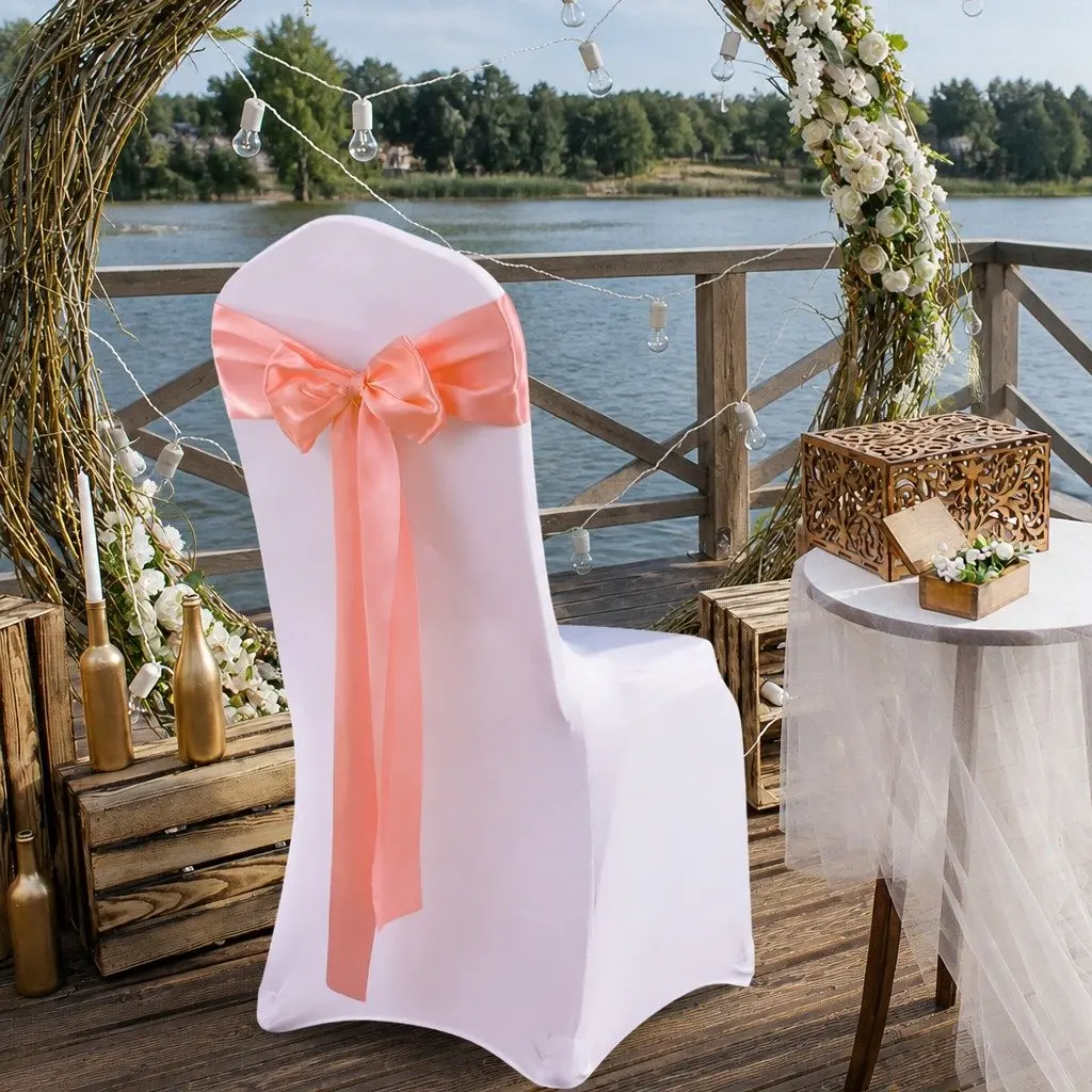 Satin Chair Sashes 278cm x 18cm Stain Resistant Machine Washable for Weddings Banquets Parties 50 Pieces