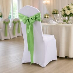 Art Deco Satin Table Runner Chair Sash Grass Green Wedding Party Decor 278cm