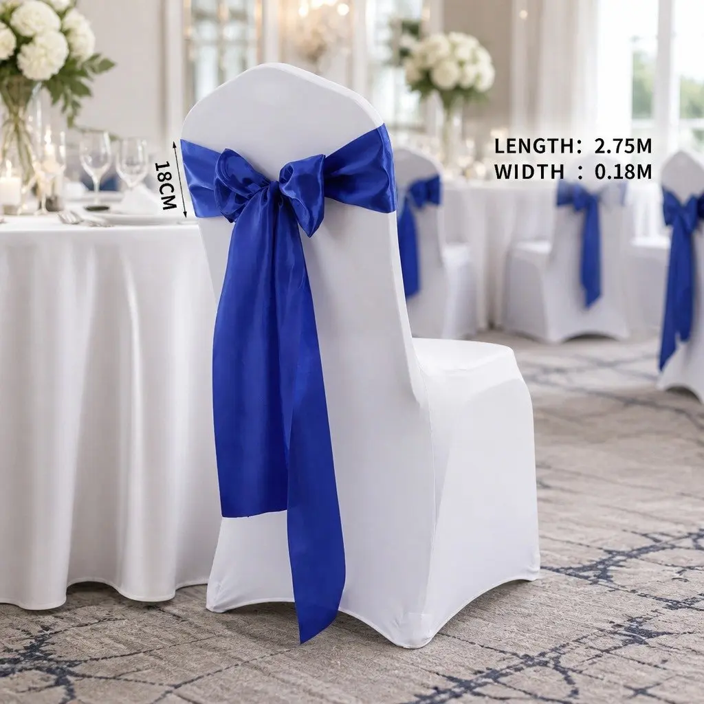 Satin Chair Sashes Multicoloured 278 x 18 cm Stain Resistant Machine Washable for Weddings Parties and Special Occasions