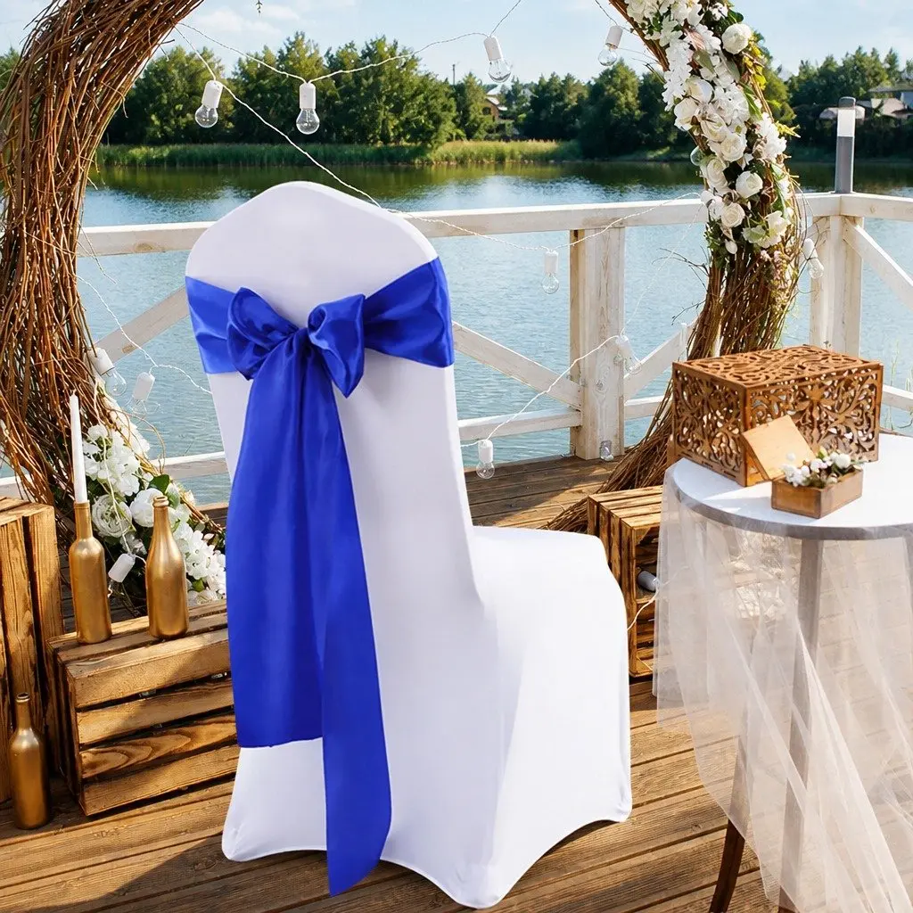 Satin Chair Sashes Multicoloured 278 x 18 cm Stain Resistant Machine Washable for Weddings Parties and Special Occasions