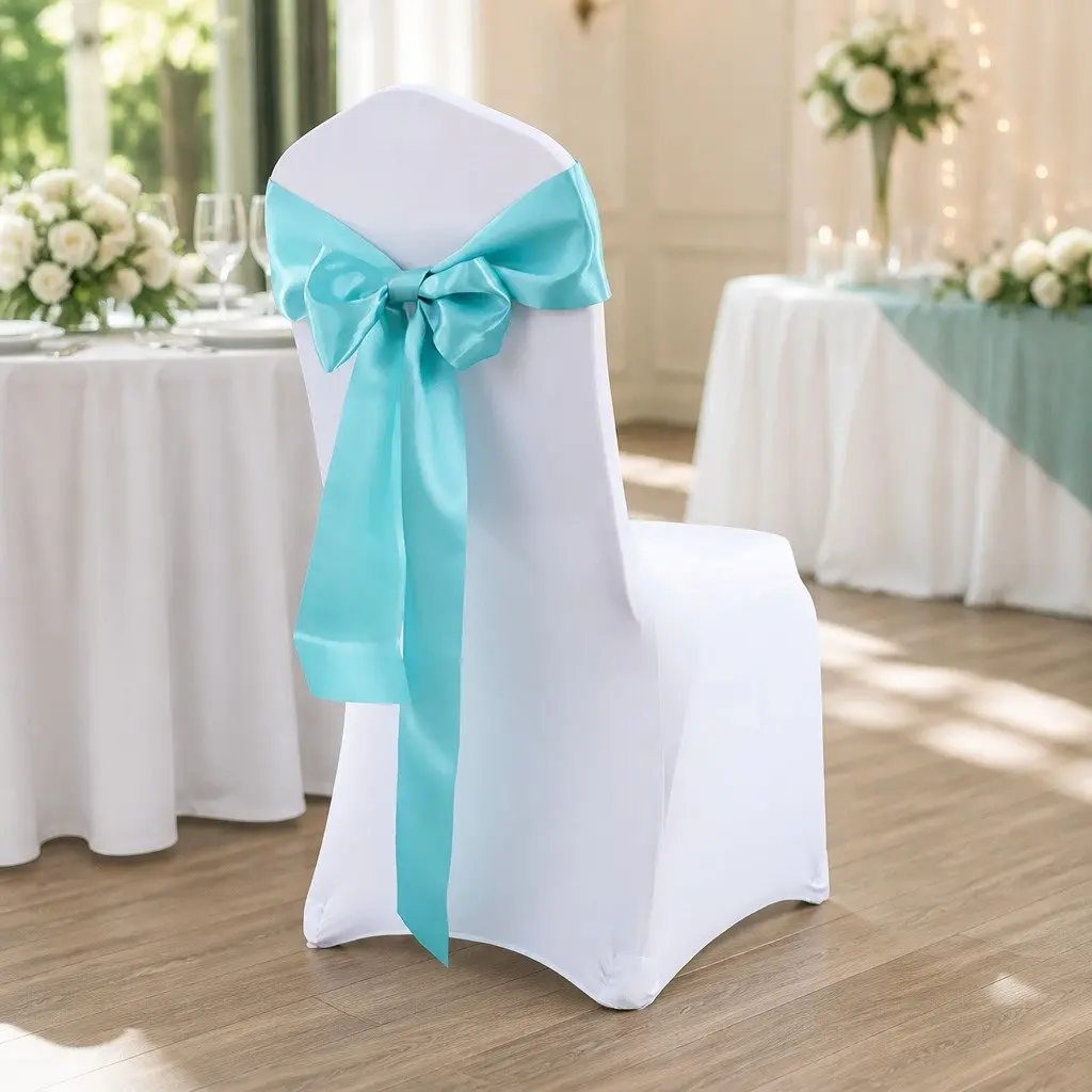 Satin Chair Sashes 50 Pack Stain Resistant Machine Washable 278cm x 18cm Customisable Styling