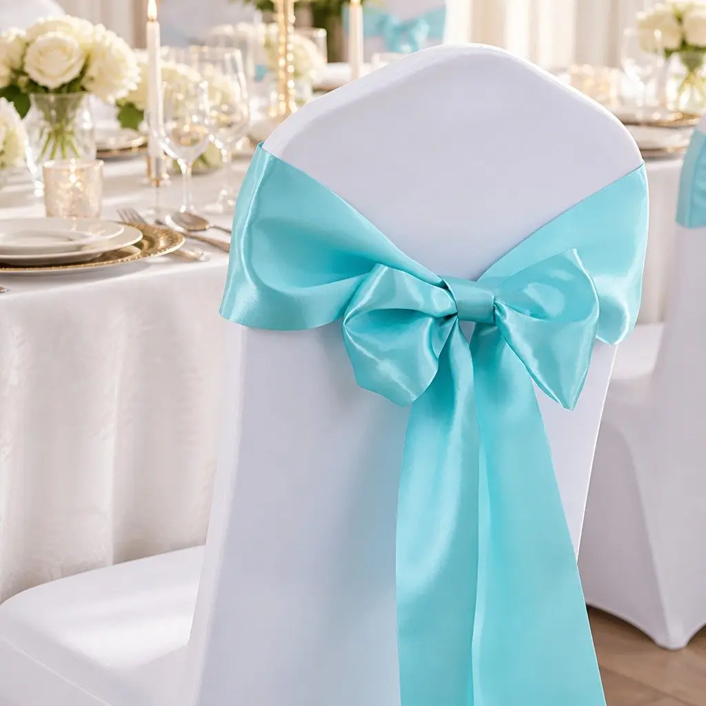 Satin Chair Sashes 50 Pack Stain Resistant Machine Washable 278cm x 18cm Customisable Styling