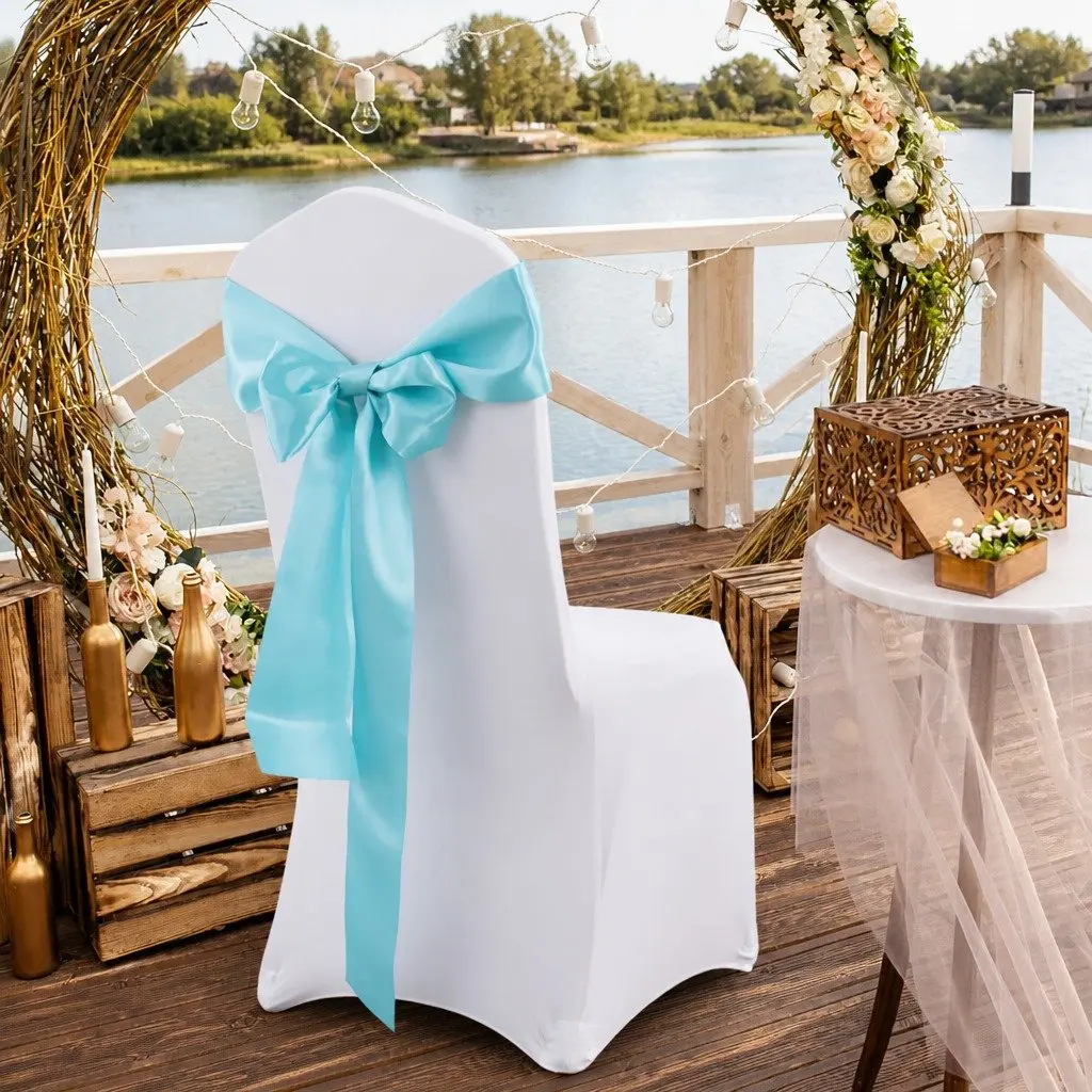 Satin Chair Sashes 50 Pack Stain Resistant Machine Washable 278cm x 18cm Customisable Styling