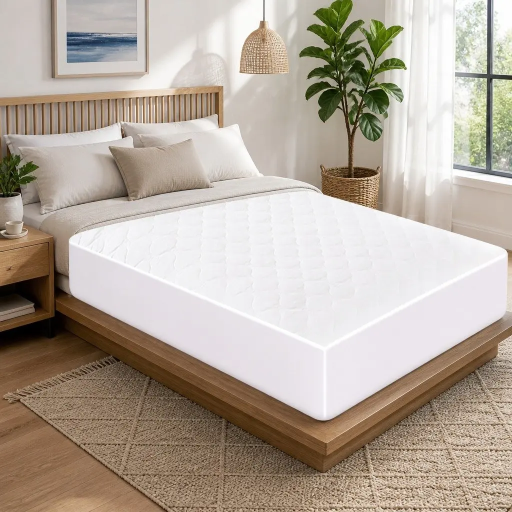 King Single Waterproof Mattress Protector White Soft Breathable Elastic Band Edges Dust Mite Allergen Prevention