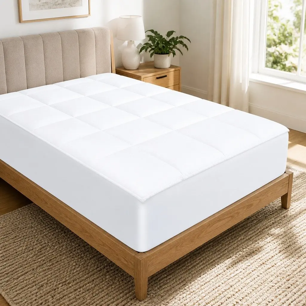 King Single Waterproof Mattress Protector White Soft Breathable Elastic Band Edges Dust Mite Allergen Prevention