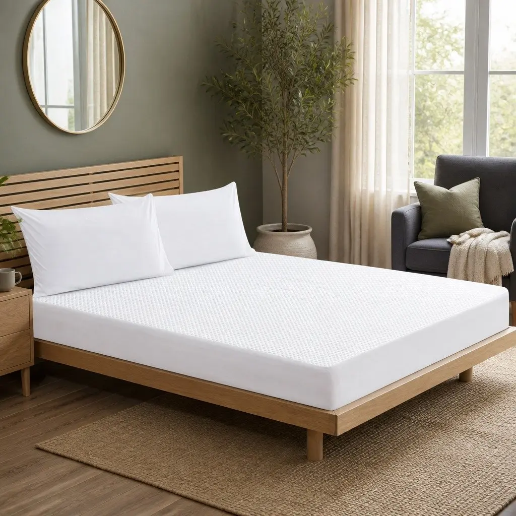 Mattress Protector Topper White Double Waterproof Cooling Fitted Elastic