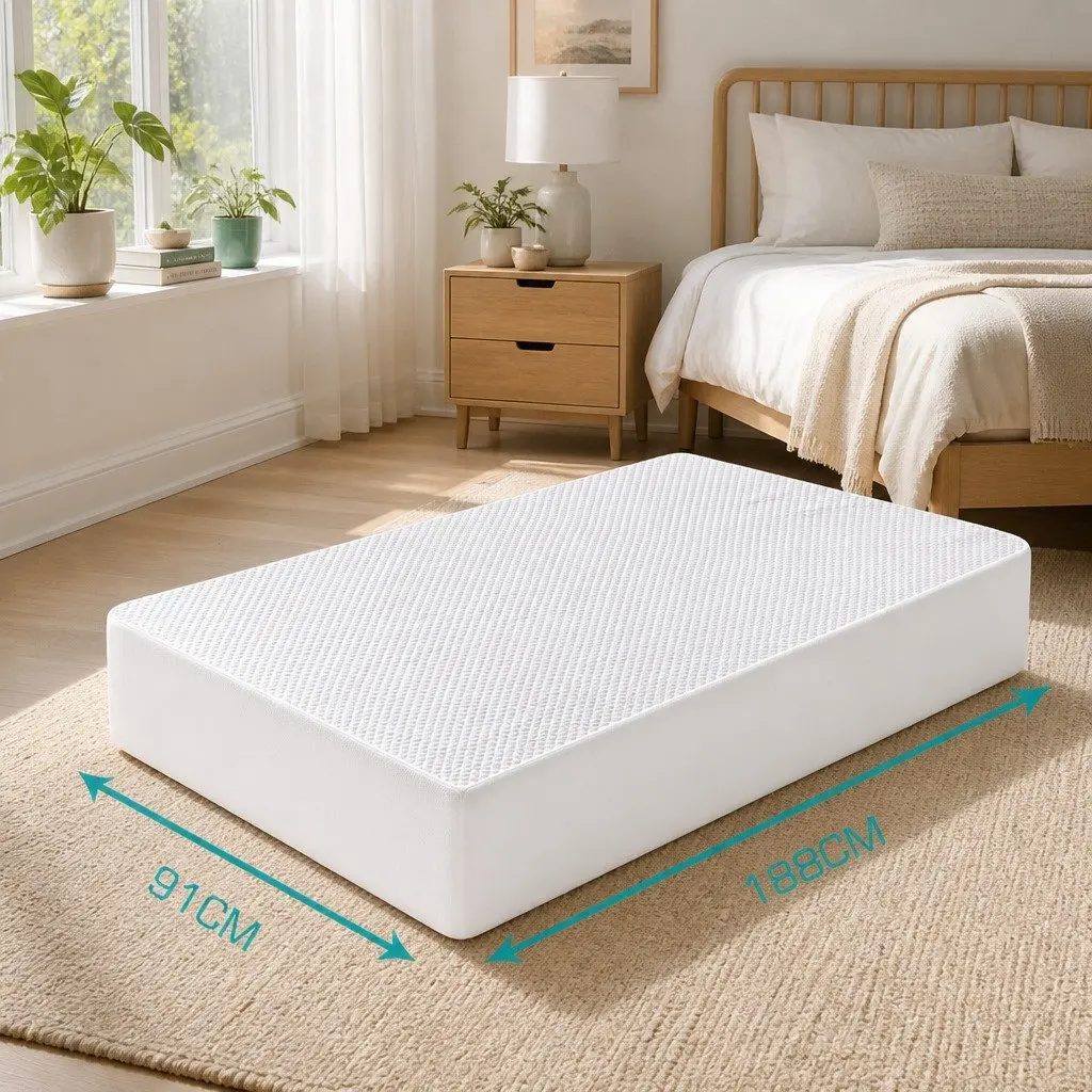 Single Mattress Protector Topper White 188cm x 91cm Waterproof Cooling Fitted Skirt