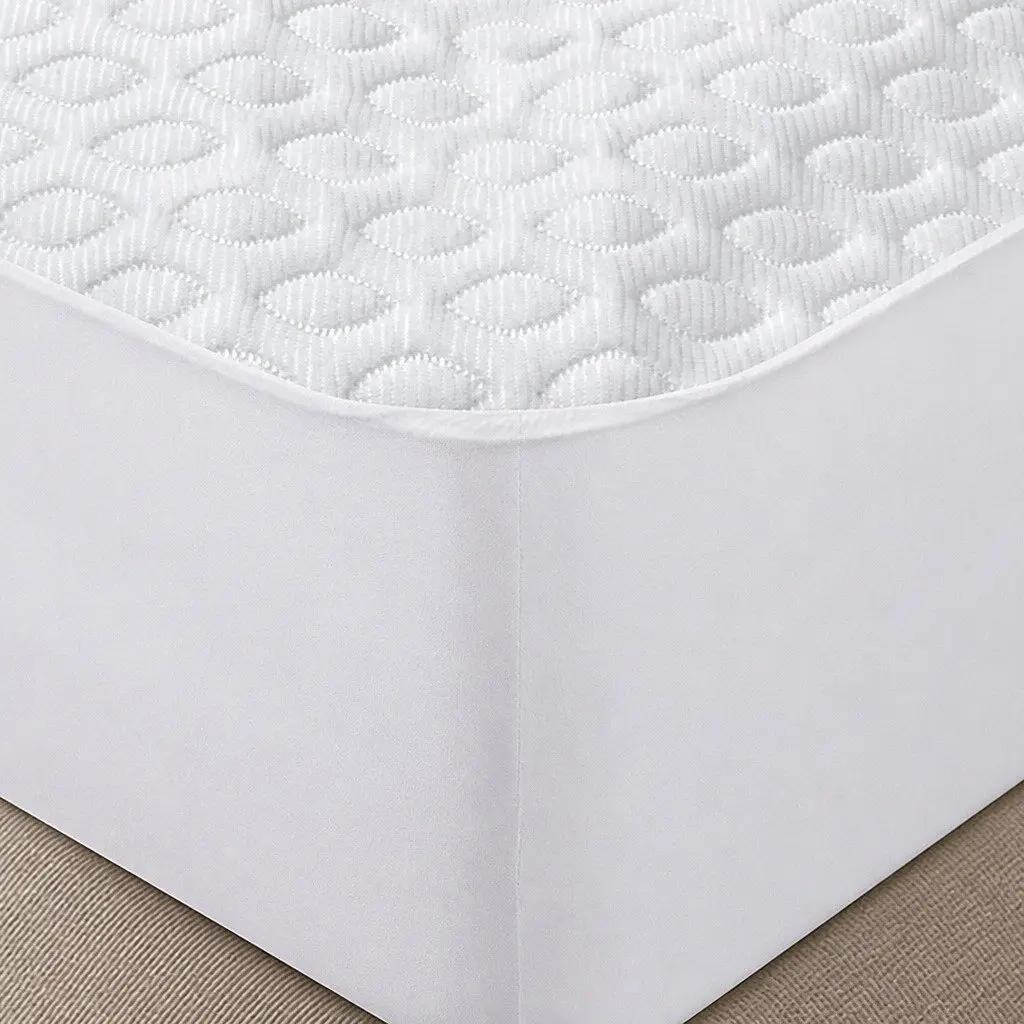 Single Mattress Protector Topper White 188cm x 91cm Waterproof Cooling Fitted Skirt