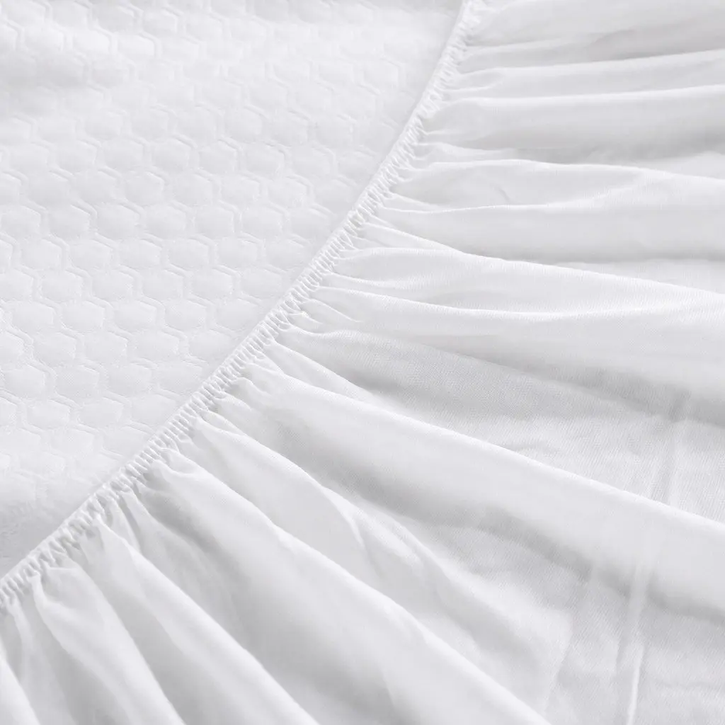Single Mattress Protector Topper White 188cm x 91cm Waterproof Cooling Fitted Skirt