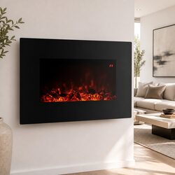 Compact 2000W Electric Fireplace Heater with Remote