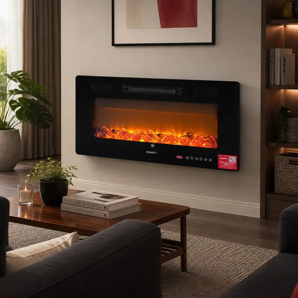 Electric Fireplace Insert Black 1800W 3D Flame Effects Remote Control