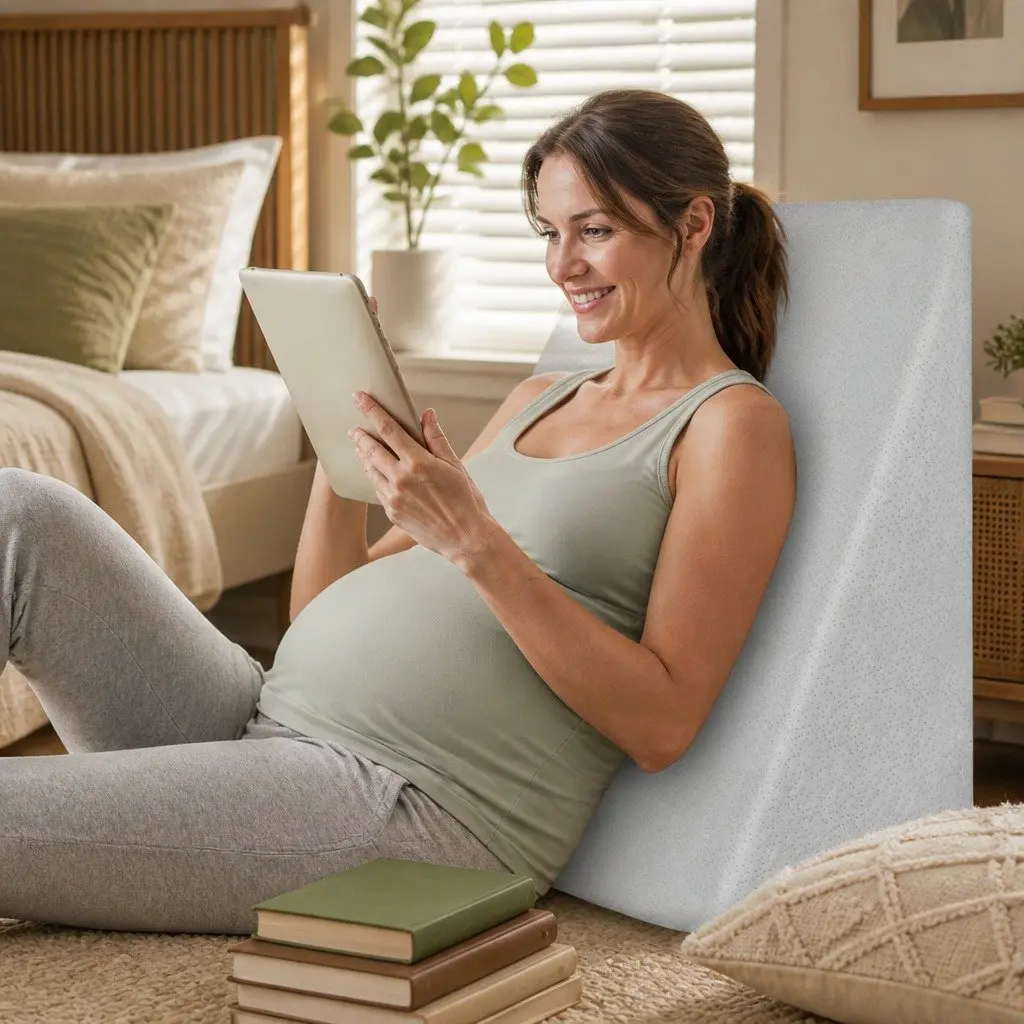Wedge Pillow White 25cm Memory Foam Support for Back Legs Lounging Incline