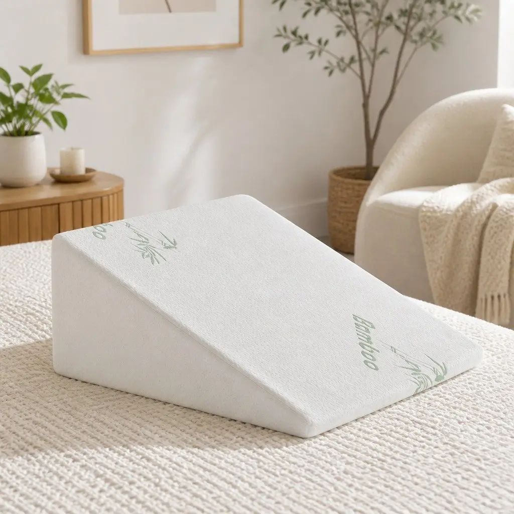 Wedge Pillow White 30cm Memory Foam Support for Back Legs Lounging Sleeping