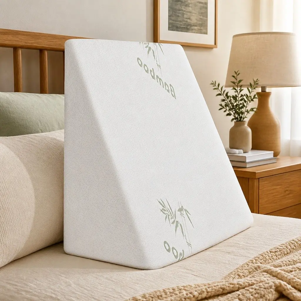 Wedge Pillow White 30cm Memory Foam Support for Back Legs Lounging Sleeping