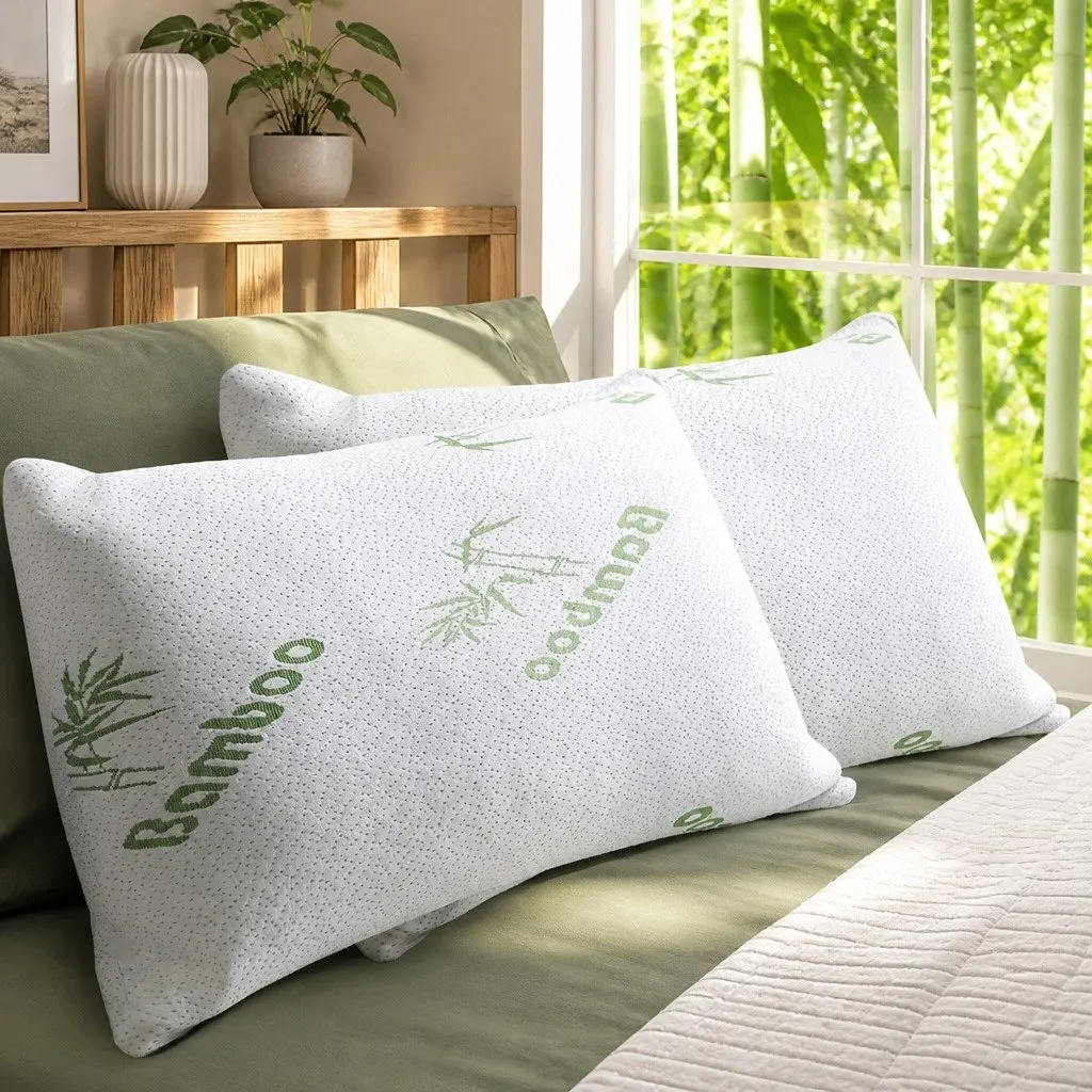 Memory Foam Pillow Bamboo Fabric Cover Neck Support Pressure Relief 70cm x 40cm