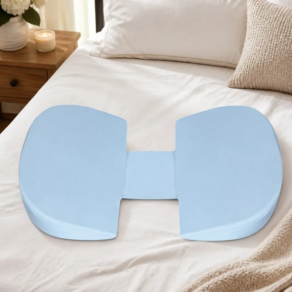 Pregnancy Pillow Blue Full Body Maternity Support Adjustable Width Detachable Cover