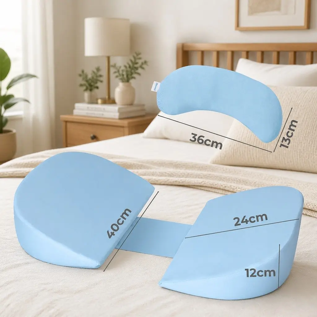 Pregnancy Pillow Blue Full Body Maternity Support Adjustable Width Detachable Cover
